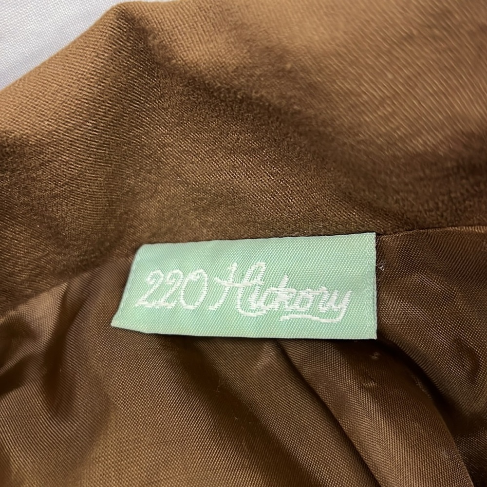 Vintage 220 Hickory Suede Feel Polyester Button-up Jacket Brown est SZ: M - Picture 5 of 5